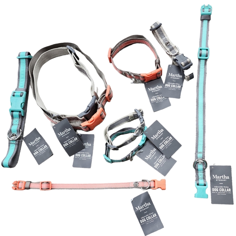 NWT Bundle of 10 Martha Stewart Multi-Color Adjustable Dog Collars -